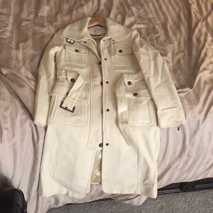 Butter-cream colored size 2 used belted peacoat